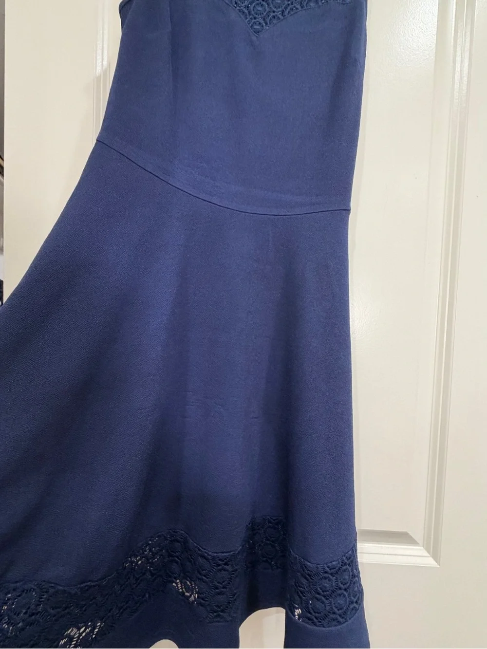 Navy Blue Lace Sleeveless Fit & Flare Dress Size L